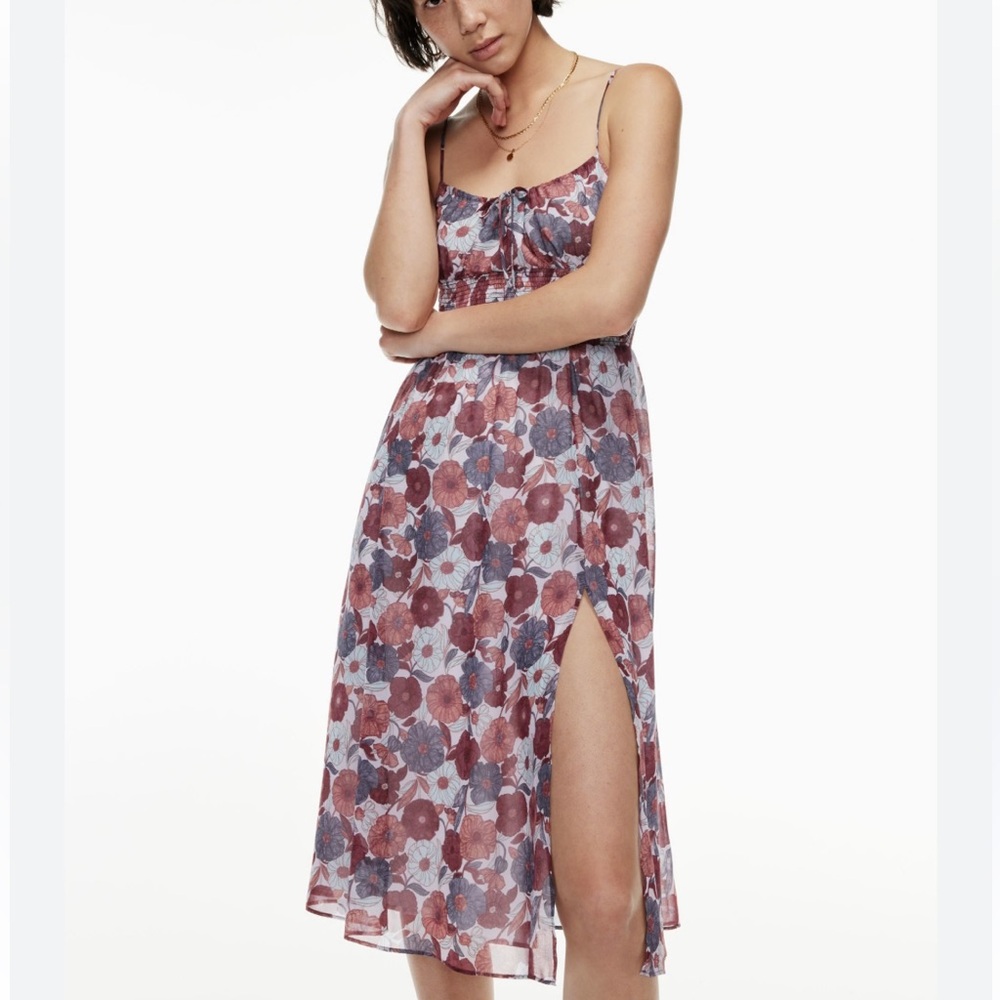 Aritzia, Wilfred, Genoa Midi Dress, Floral burgundy size L